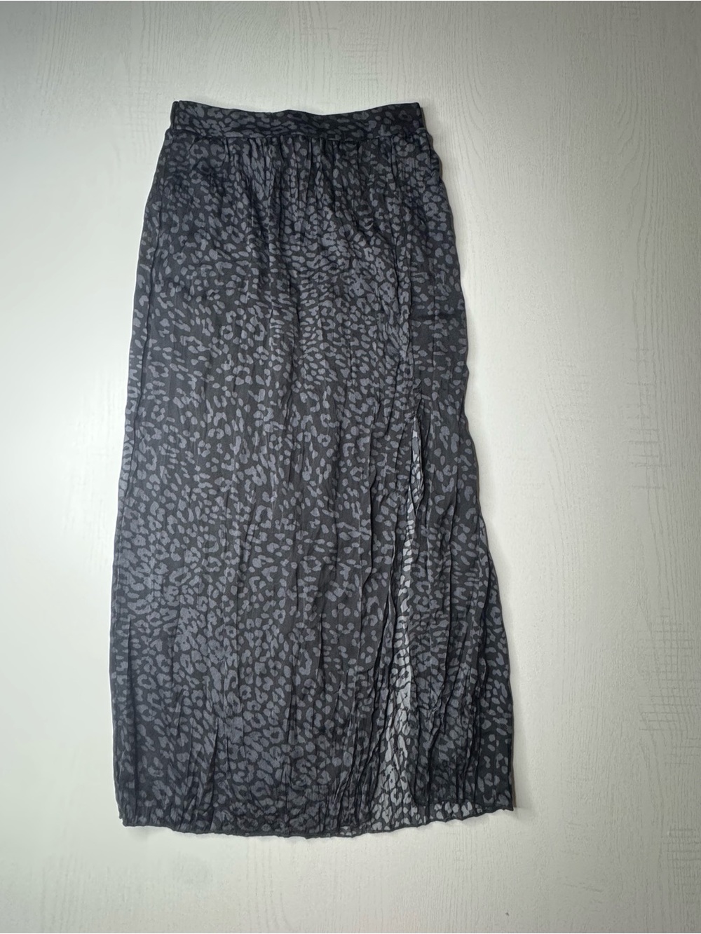 Elan Black and Gray Leopard-Print Maxi Skirt